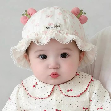 🍭臺灣出貨🍭嬰兒春秋可愛薄款防曬遮陽公主漁夫帽帽子兒童新生兒寶寶春夏透氣