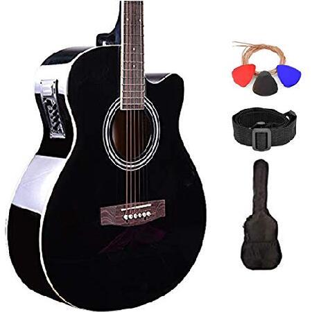 Kadence Frontier Series Acoustic Electric Guitar Spruce Wood Matt Finish Electric Acoustic Guitar (Black EQ) Electro Acoustic Guitars with Strings