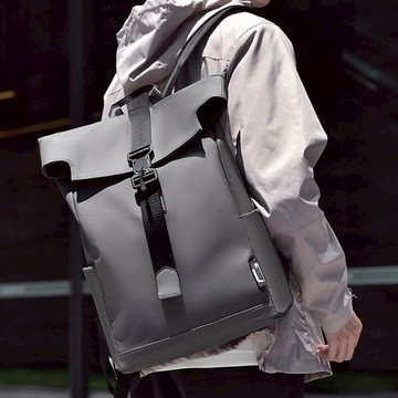 好背客 防潑水翻蓋磁扣雙肩包/通勤旅行電腦後背包 15吋 3色 - 黑色