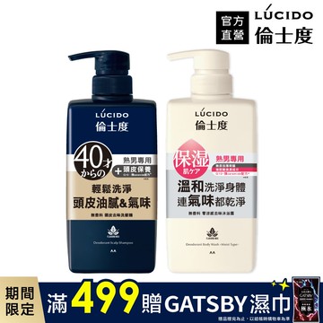 【日本LÚCIDO倫士度】零涼感去味洗髮沐浴組