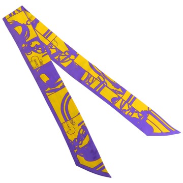 HERMES 愛馬仕 紫/黃色 絲綢 絲巾 Brides de Gala Twilly 【二手名牌BRAND OFF】