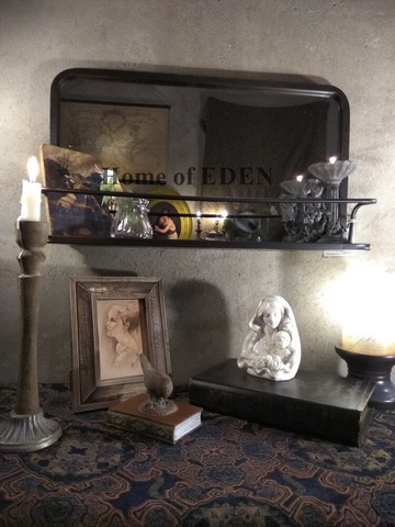 【Vintage】復古懷舊法式鄉村古樸鐵藝做舊置物梳妝鏡{壁掛&桌擺}1入