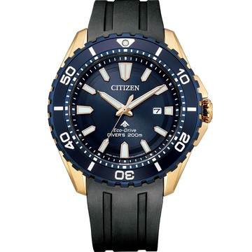 CITIZEN 星辰 PROMASTER MARINE 光動能200米潛水錶-黑x藍 BN0196-01L