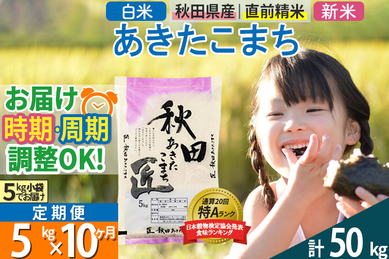 ＜新米＞ 《定期便10ヶ月》秋田県産 あきたこまち 5kg (5kg×1袋)×10回 令和5年産 時期選べる5キロ お米|02_snk-010310