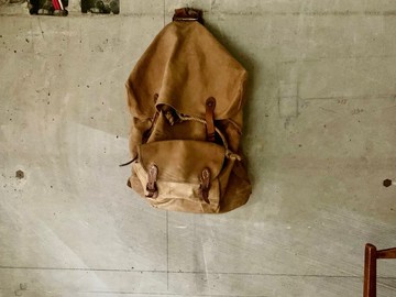 帆布背包 (附皮革配件) 古道具