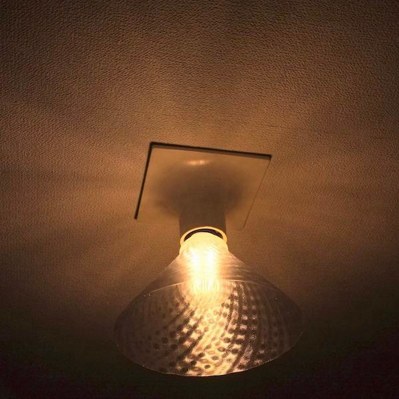 透明な LED電球カバー シェードのみ 横波模様の傘 直径19cm 裸