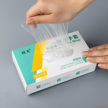 桃園出貨✨一次性手套加厚盒裝抽取式家用薄膜透明pe薄膜擺攤商用手套批發