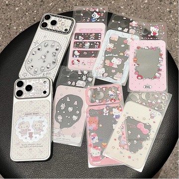 環繞花朵KT貓 透明軟膜 磨砂膜 適用於iPhone 17Pro Max 鏡頭貼iphone17Pro手機背部貼紙 軟膜