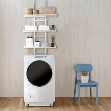 《C&B》頂天立地壁面多用途廚衛冰箱洗衣機置物架/洗衣機架/馬桶架-台灣生產-淺橡木色