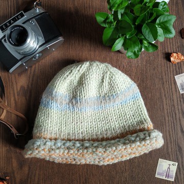 羊毛手工毛線帽小圓帽-發芽圓舞曲