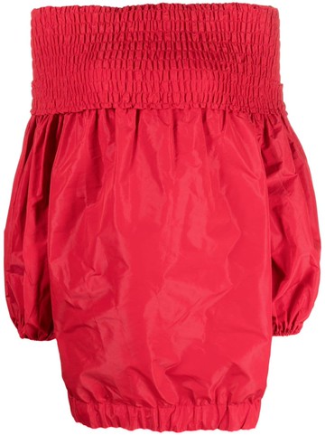 Patou - off-shoulder long-sleeve dress - women - Polyester - 38 - Red