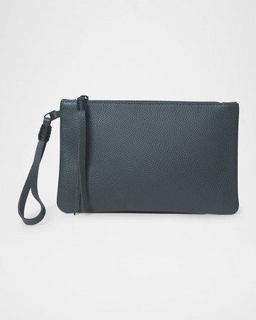 Slim Grained Leather Clutch Bag