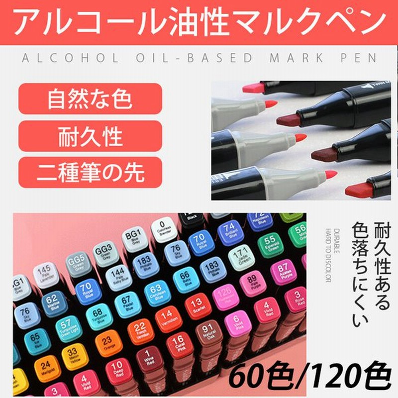 マーカーペン イラストマーカー 60色 1色セット 水彩ペン 2種類のペン先 太字 細字 油性コミック用 塗り絵 描画 落書き 学習用のカラーペンセット 通販 Lineポイント最大0 5 Get Lineショッピング