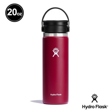 Hydro Flask 官方旗艦 20oz/592ml 寬口旋轉咖啡蓋保溫瓶 小紅莓