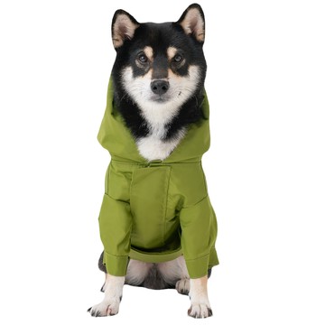 PEHOM 可調節式防潑水魔鬼氈寵物雨衣(橄欖綠)XS 小型犬適用  1入