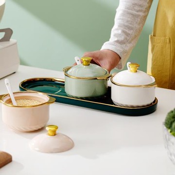 廚房鹽調味罐收納盒辣椒油罐鹽味精調料盒油潑辣子罐耐高溫葷油罐