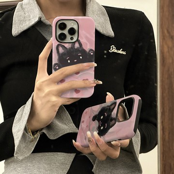 Ins被子貓適用蘋果16promax手機殼iphone15保護套13菲林二閤一14