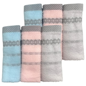 石墨烯纖維方巾 6條 (吸水速乾/親膚柔軟/居家旅行)  藍色 + 粉色 + 灰色