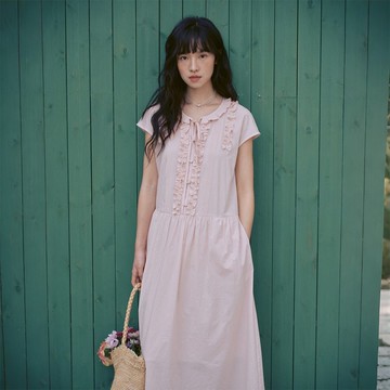 立體木耳邊連衣裙|洋裝|兩色|夏款|Sora-2092