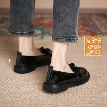 【黎莎】鞋子女2025春秋新款英倫風小皮鞋真皮單鞋上班樂福鞋百搭