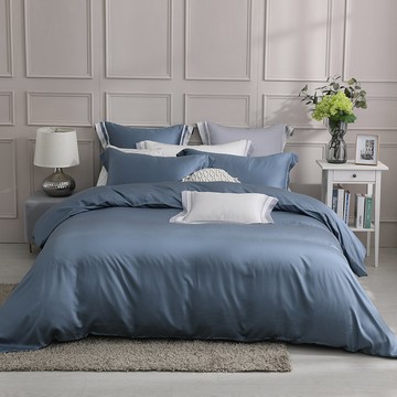 【歐規】300織天絲™被套床包四件組 / 薄霧藍 / 法式簡約  / IKEA床墊適用 / HOYACASA
