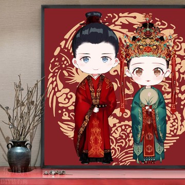 知否新婚十字繡印花新款線繡客廳小幅結婚新郎娘5d鉆石畫貼鉆