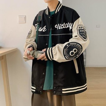 美式高街棒球服男春秋款機能夾克秋季新款字母印花男士沖鋒衣外套