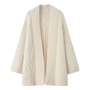 絨喆加厚純山羊絨衫女V領開衫秋冬寬松中長款羊絨衫韓版外套E2116