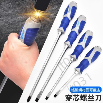 【臺灣上新】 可敲擊穿心螺絲刀套裝超硬工業級改錐強磁性十字一字平口加長起子 優選
