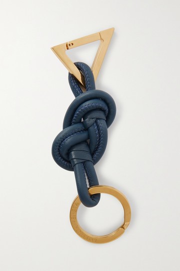 Bottega Veneta - Knotted Leather And Gold-tone Keyring - Blue - one size