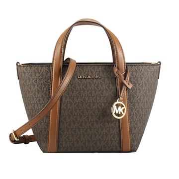 Michael Kors PRATT-滿版LOGO手提/斜背/蝙蝠包(深咖)