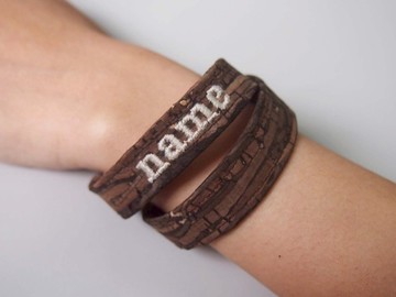 Paralife 手造 木紋軟木 縫有 他 她名字的名字 手繩 手環 手鍊