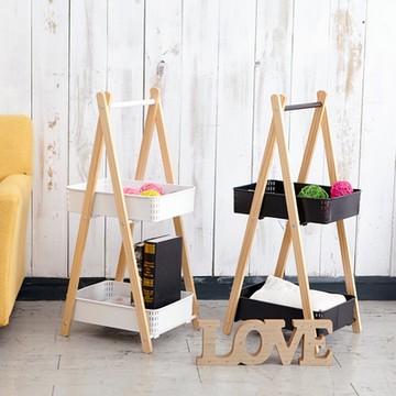 H&R安室家 A字可提式雙層收納藍收納箱BN145