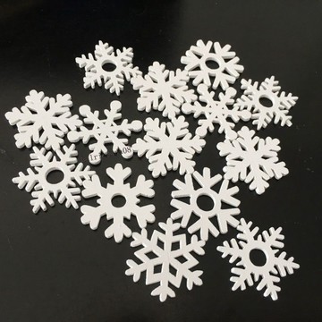 臺灣出貨 可開收據 50個/包3.5cm白色木片雪花聖誕裝飾木片手工diy蛋糕花藝插牌材料
