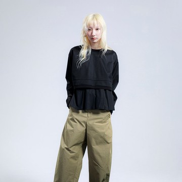 雙層波浪疊襬上衣