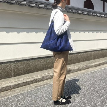 手提包 吾妻袋 連續圓點 藏青 M