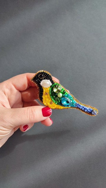 聖誕鳥胸針 山雀胸針 刺繡珠飾胸針 新年女士禮物