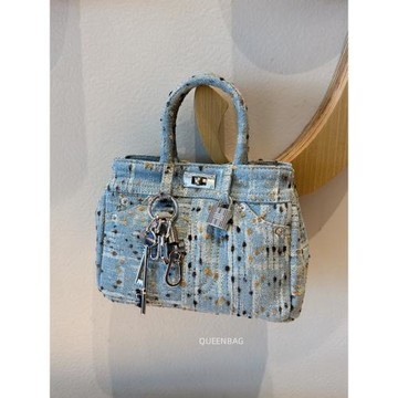 牛仔鎖扣包2025夏季新品鎖扣鉑金方包拼接單肩腋下手提小方包潮包