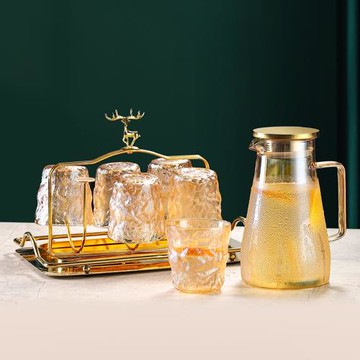 家用輕奢冰川玻璃杯現代簡約水杯水具套裝家庭杯子茶具茶杯待客廳