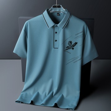 冰絲涼感男 Polo 衫 大尺碼 L-8XL 條紋領口短袖 速乾透氣不悶熱 商務休閒上班日常穿搭必