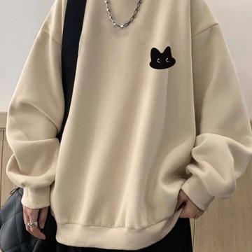 限時優惠 休閒潮牌長袖圓領衛衣 2025新款純棉寬鬆潮牌長袖圓領衛衣男百搭秋冬季休閒外套潮流上衣