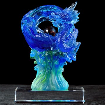 琉璃如日中天龍擺件龍擺件招財可愛工藝品家居客廳辦公室桌裝飾品