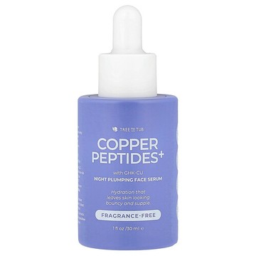 Tree To Tub, Copper Peptides+, Night Plumping Face Serum, Fragrance Free, 1 fl oz (30 ml)