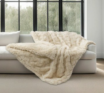 Mon Chateau 仿毛皮保暖毯 152 公分 X 177 公分 米