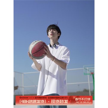 @港仔文藝男日系短袖T恤男夏季潮牌重磅純色寬松男生純棉半袖體恤