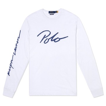 Polo Ralph Lauren RL 熱銷印刷文字圖案長袖T恤-白色