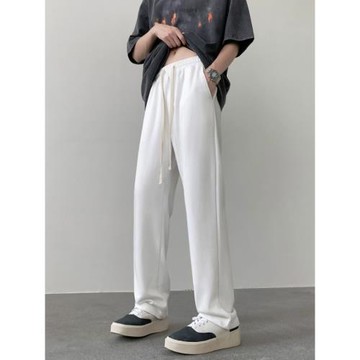 運動褲男春秋寬松直筒衛褲男士秋季褲子2024新款垂感拖地休閑長褲