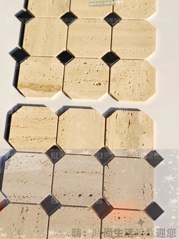 天然大理石材黃洞石馬賽克軟瓷磚民宿餐廳咖啡店八角石材新品