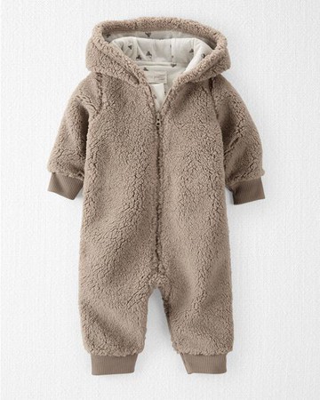 Baby Recycled Sherpa Hooded Jumpsuit