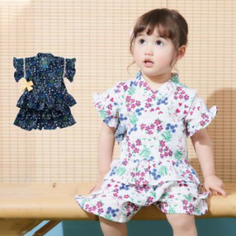 Sale ベビー服 Ampersand 小花柄 フリルスカート 甚平 女の子 ベビー 服 キッズ 総柄 フリル 上下セット 夏 祭 半袖 おしゃれ 通販 Lineポイント最大1 0 Get Lineショッピング